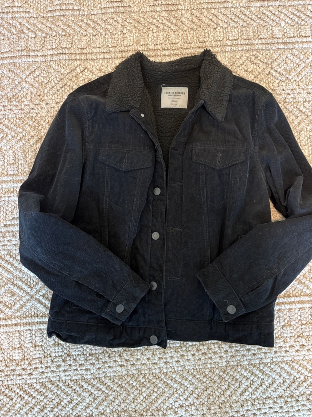 Men's Black Sherpa-Lined Corduroy Jacket